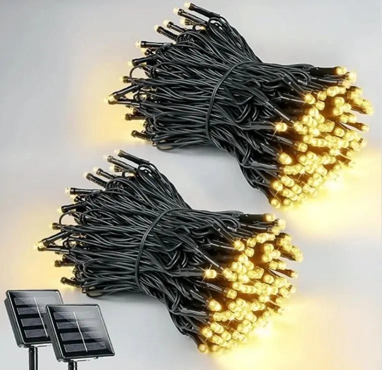 x2 Ecoluz® luces navideñas con panel solar ¡Decora sin límites donde quieras!