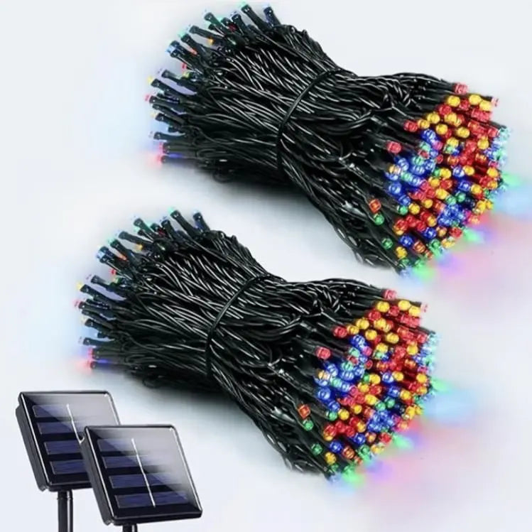 x2 Ecoluz® luces navideñas con panel solar ¡Decora sin límites donde quieras!
