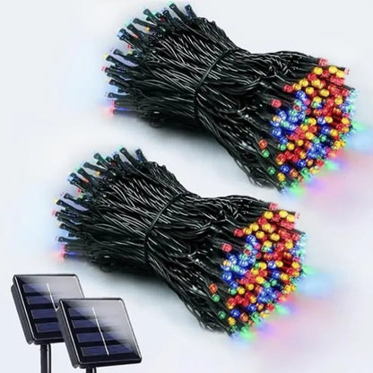 x2 Ecoluz® luces navideñas con panel solar ¡Decora sin límites donde quieras!